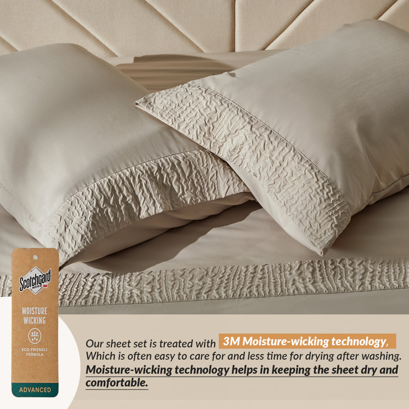 Polyester Bedding Sheets And Pillowcases, Ivory, Full Sheet Set with 2 Pillowcases