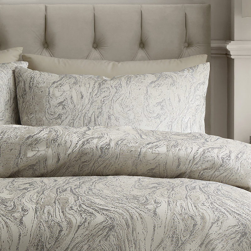 Marble Jacquard Polyester Abstract Duvet Cover Set, King Size Bed (230 x 220 cm)