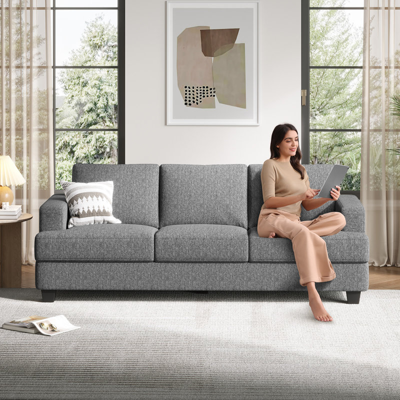 Canapé Oliver, Polyester gris clair