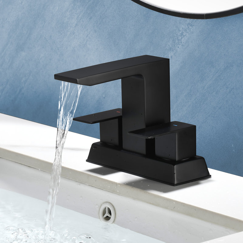 Robinet de lavabo pour salle de bain Waterfall, Noir mat