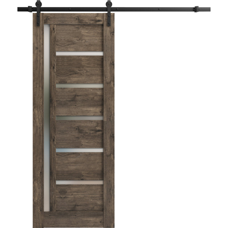 Porte de grange en bois lambrissé sans trousse de quincaillerie d’installation, Chêne cognac, 24 po x 96 po