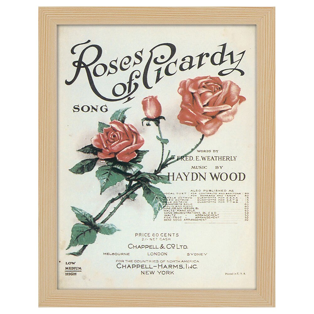 Leinwandbild Vintage Music Cover Rosen der Picardie