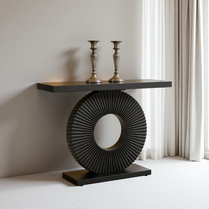 Élégante table de canapé, console en bois, Noir