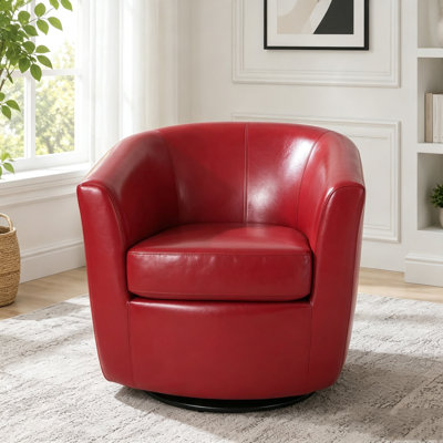 Fauteuil club pivotant avec revêtement moelleux et forme de tonneau