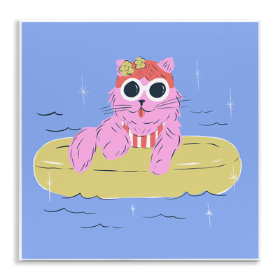 Summer Pool Float Cat Wall Plaque, design by Krissy Mast