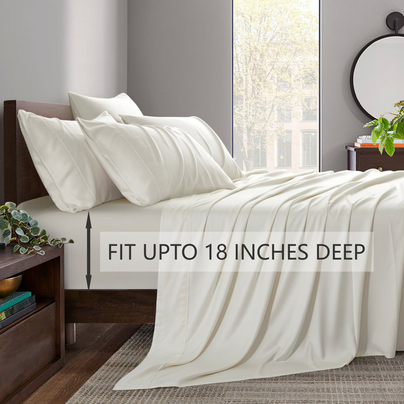 White Pearl Full Bamboo Cotton Sateen Sheet Set