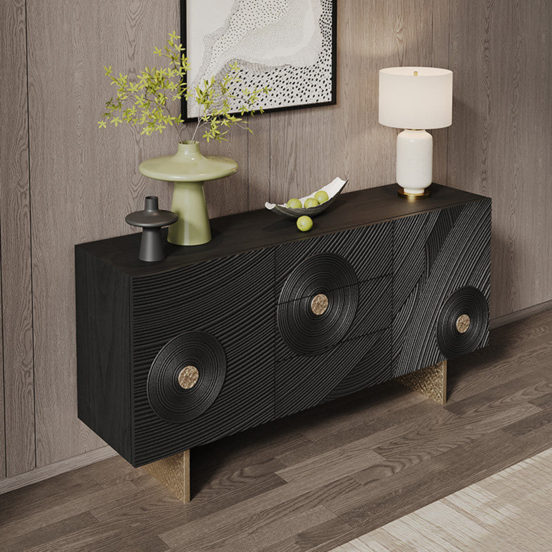 High-End Black Sideboard, 33.46" H x 55.12" W x 15.75" D