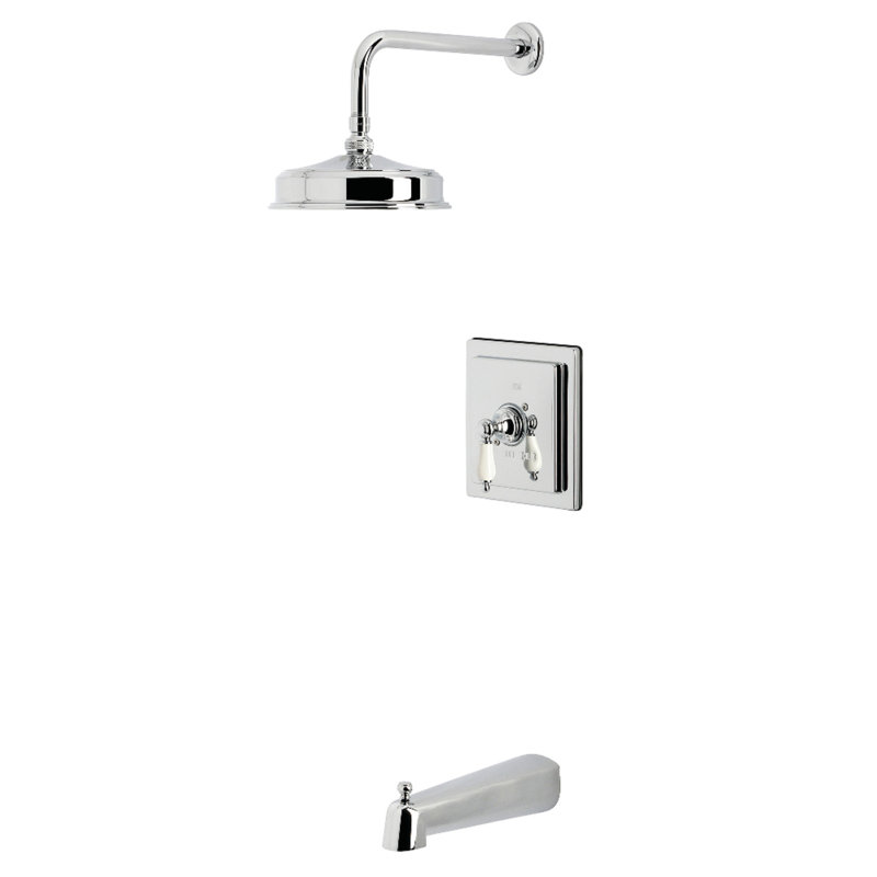 Kingston Brass Demure Single-Handle Pressure Balanced Tub And Shower Faucet, Polished Chrome