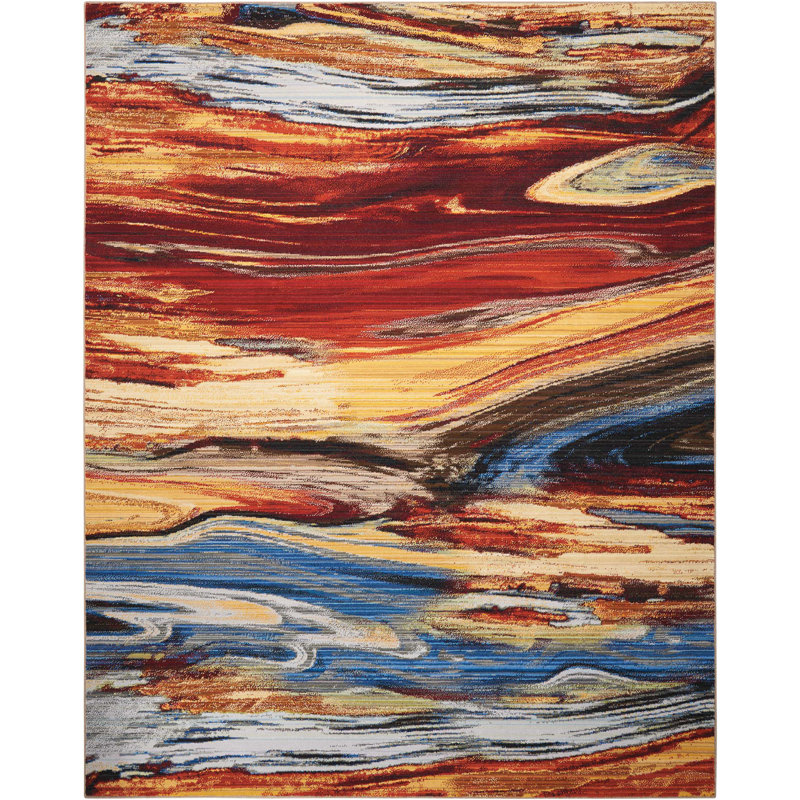 Abstract Indoor Rug, Rectangle 8 pi 6 po x 11 pi 6 po