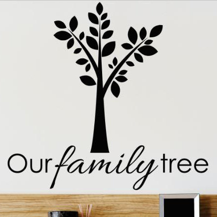 Décalcomanie murale arbre familial, Noir, H 20 po x l 20 po x P 0,16 po