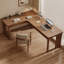 Bureau en bois de noyer massif en L avec 3 tiroirs-109624435-109624436