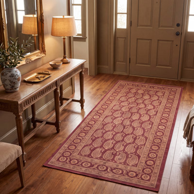 Tapis Fielding traditionnel à motif floral intégral, cuivre, vert, crème et rose, lavable à la machine, antidérapant, à poils courts, pour l'intérieur et l'extérieur, adapté aux animaux domestiques, idéal pour le salon, la chambre, la salle à manger, l'entrée, le couloir ou le bureau.