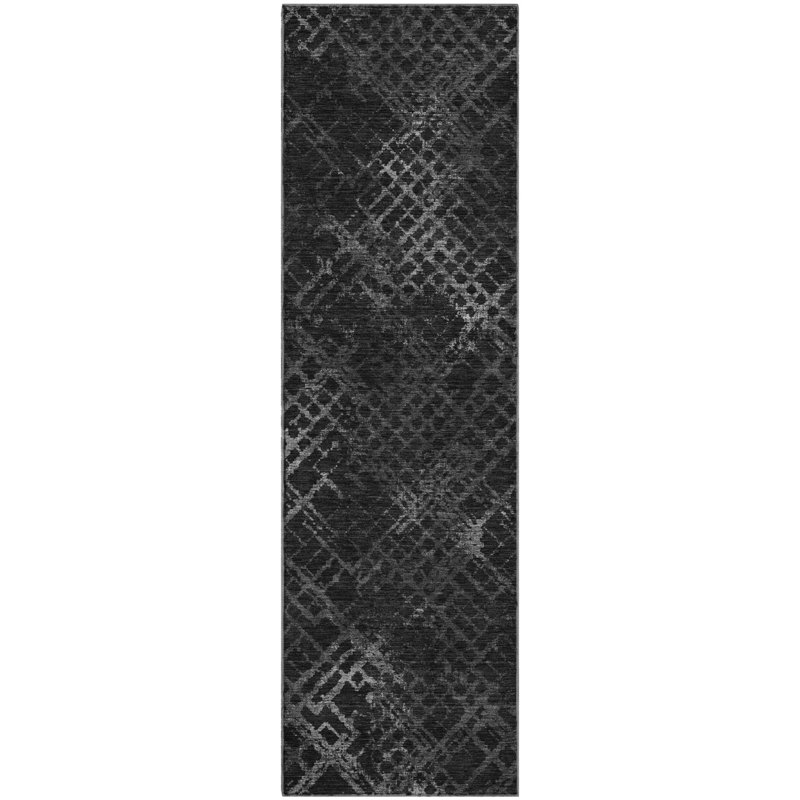 Premium Machine Washable Prisco Charcoal Rug, Runner 2'3" x 7'6"