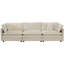 Structure modulaire en bois massif avec 3 repose-pieds et coussins décoratifs en chenille haute beige et assise rembourrée
