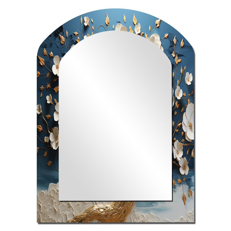 Miroir mural orchidée blanche, 34 po x 25 po