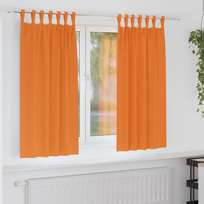 Curtains With Curtains 2 Pcs Polyester, 175cm Width x 140cm Drop, Bright Orange