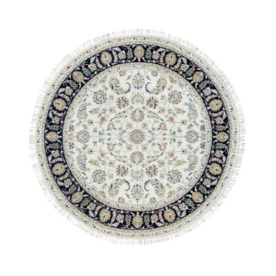 Scheurman One-of-a-Kind 6' X 6' New Age Round Wool Area Rug Ivory