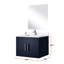 Meuble-lavabo 24 po x 22 po bleu marine avec comptoir en quartz blanc, miroir 18 po et robinet inclus