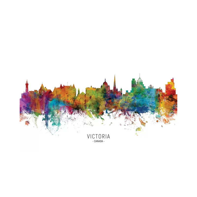 «Victoria Canada Skyline» par Michael Tompsett - peinture sur toile tendue, H 18 po x l 26 po x P 1,5 po