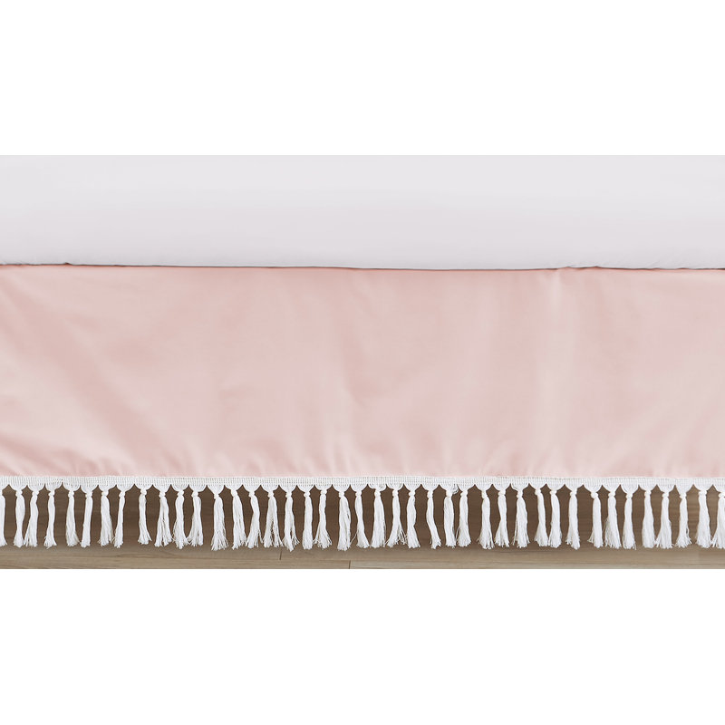 Volant pour lit de bébé Boho Fringe, Rosé / blanc