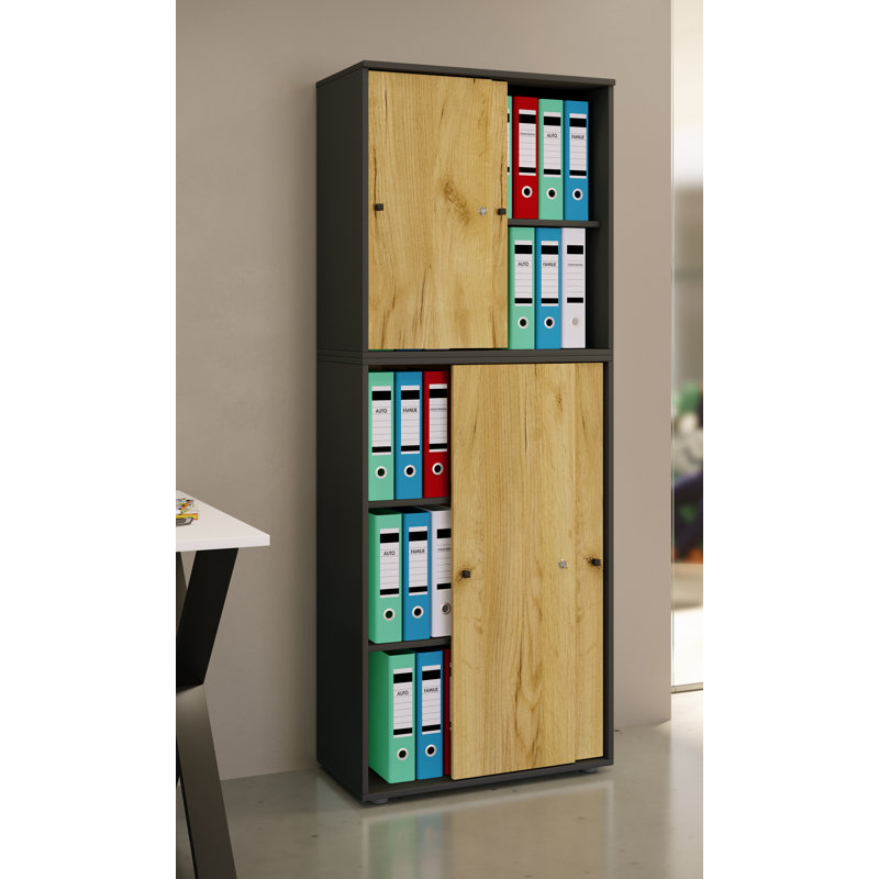Amrei Storage Cabinet, Black/Natural