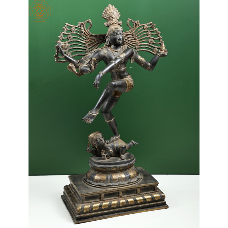 Décoration de maison en laiton 28 po Nataraja, Noir et or