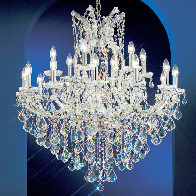 Lustre 19 lumières façon bougie Falson, Chrome, Crystalique