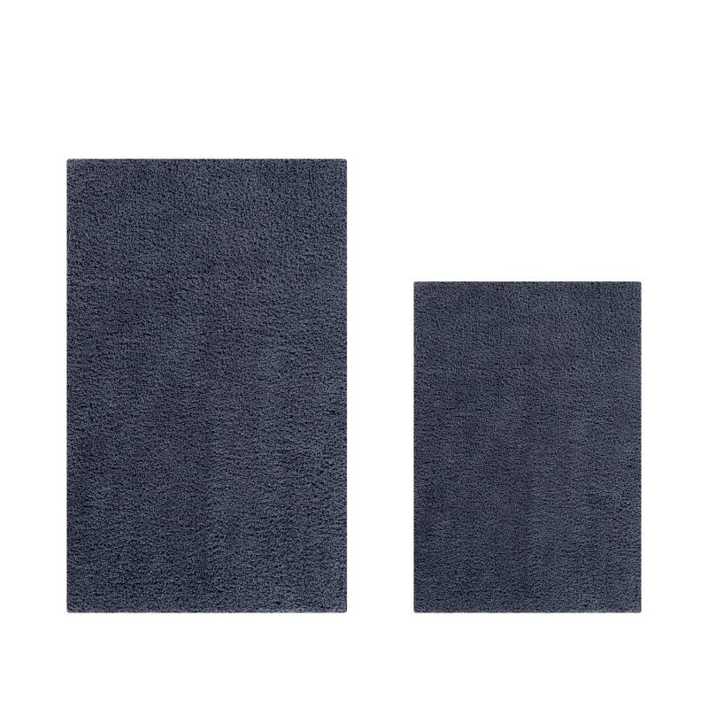 Magdelyn Collection 100% Polyester Machine Washable 2 Piece Bathroom Rug Set, Charcoal, 2 PCs Set (17" x 24" | 24" x 40")