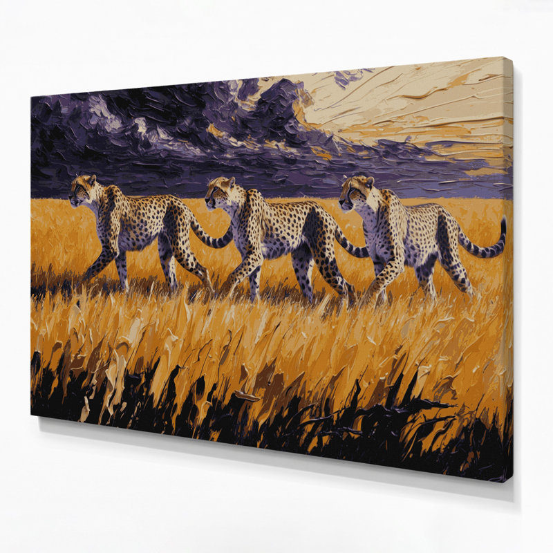 Cats Serengeti, art mural sur toile brune, H 24 po x l 36 po