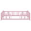 Lit de clôture de plancher avec entrée centrale, structure Montessori en bois de pin avec garde-corps, plateforme à profil bas pour enfants-133218394