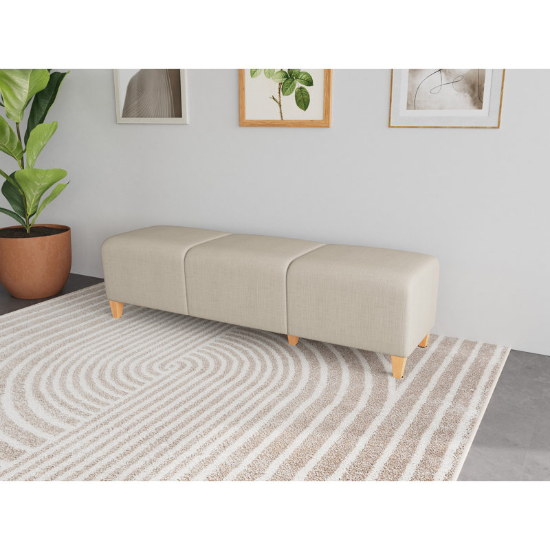 Siena Lounge Reception 3 Seat Bench, Natural, Adler Nocturnal - Designer Fabric