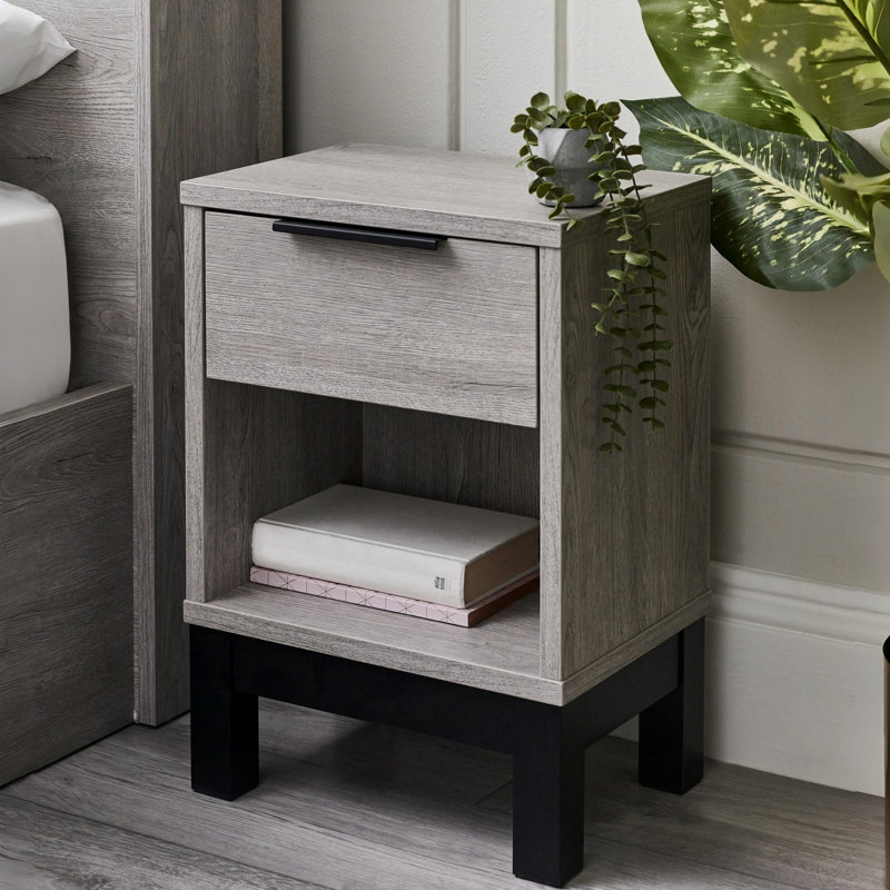 Yonkers 35cm W Bedside Table, Grey