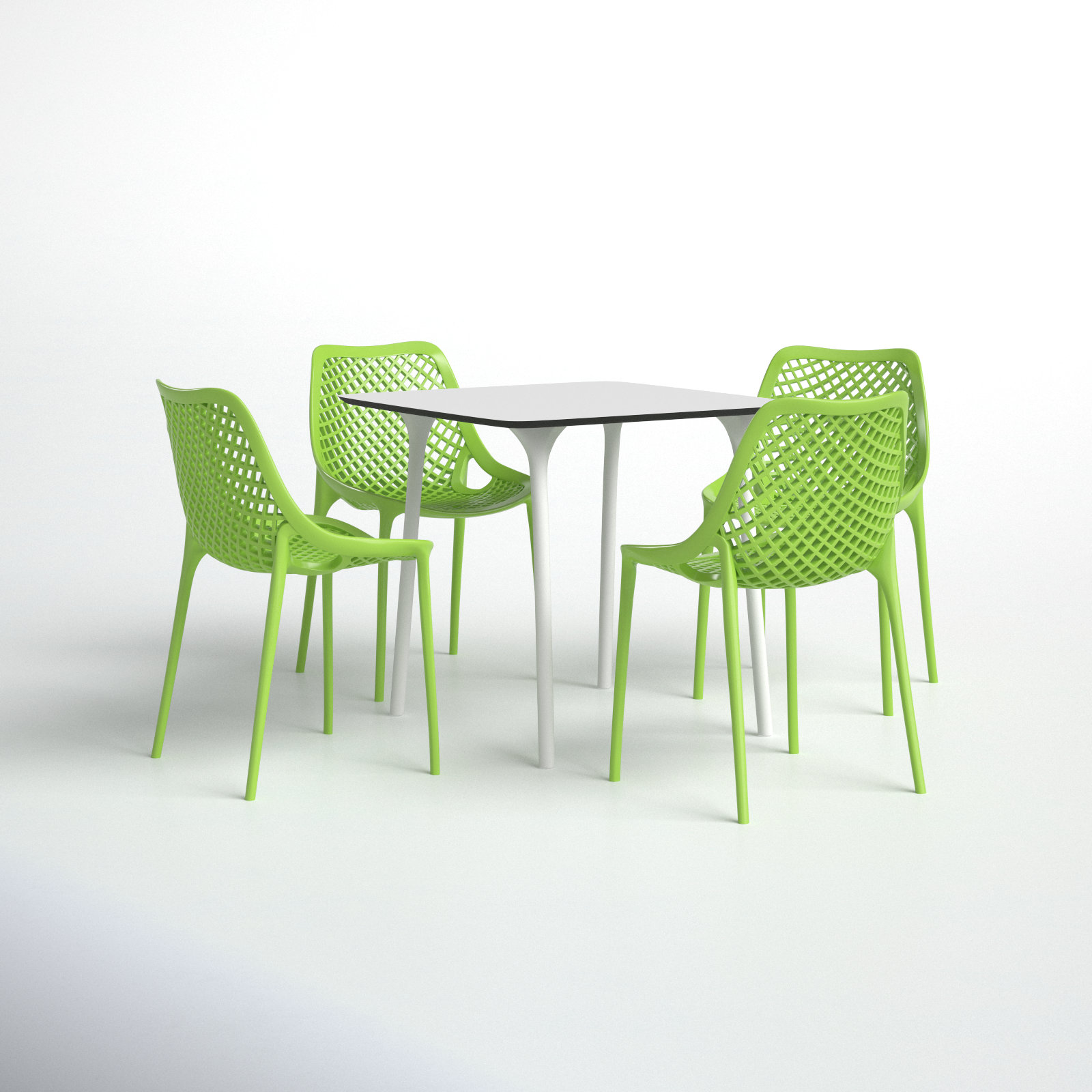 Farrah 31" Patio Dining Set, White/Tropical Green