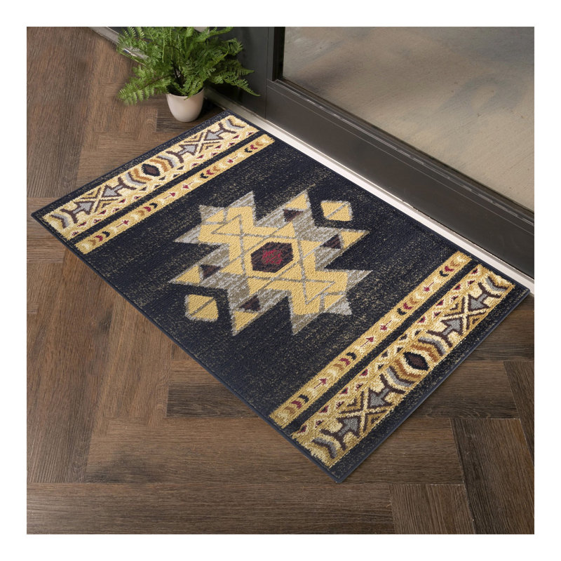 Tapis tribal noir Sud-Ouest Tribes, Rectangle 5 pi 3 po x 7 pi 3 po