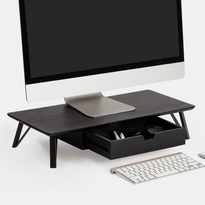 Lameek Wood Monitor Stand With Drawer