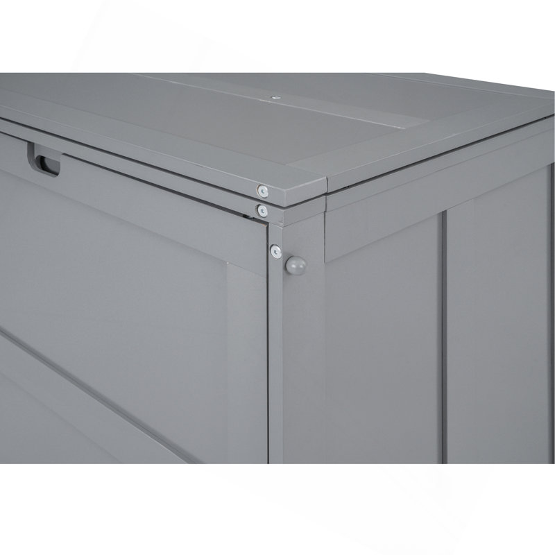 Queen Size Murphy Bed With Rotable Desk, Gray