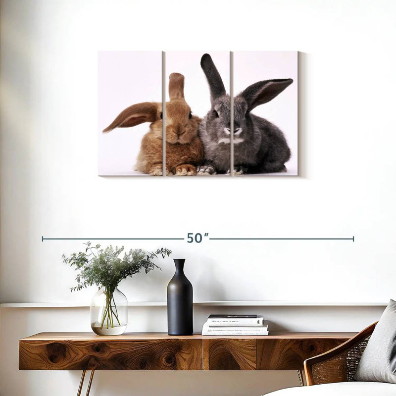 Lapins bruns et gris Brampt, H 20 po x l 33 po