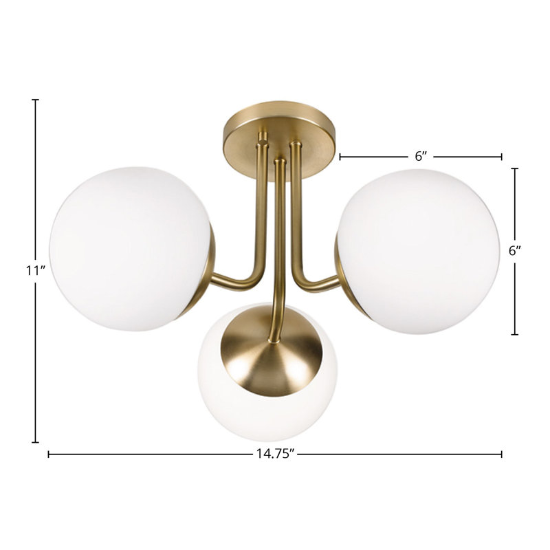 Plafonnier semi-encastré en verre Kivah, Or doux, Blanc