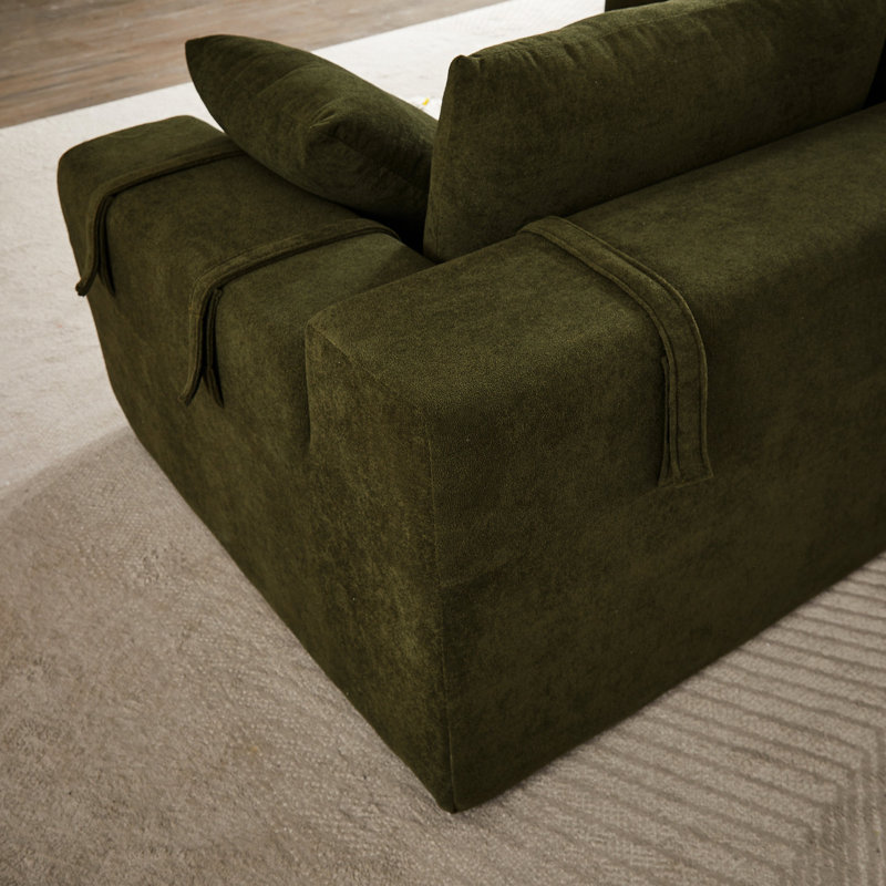 Canapé modulaire en chenille modulaire en forme de L 108 po avec 6 coussins, confortable pour un assemblage à la maison et élégant