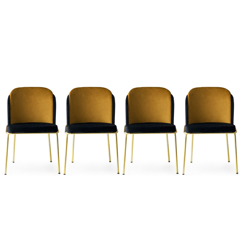 Chaise d'appoint rembourrée et revêtue de velours, Noir / doré, 4
