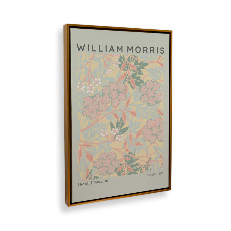 «Soft Sage Jasmine» par William Morris, H 18,75 po x l 12,75 po x P 1,75 po, Cadre flottant or poli
