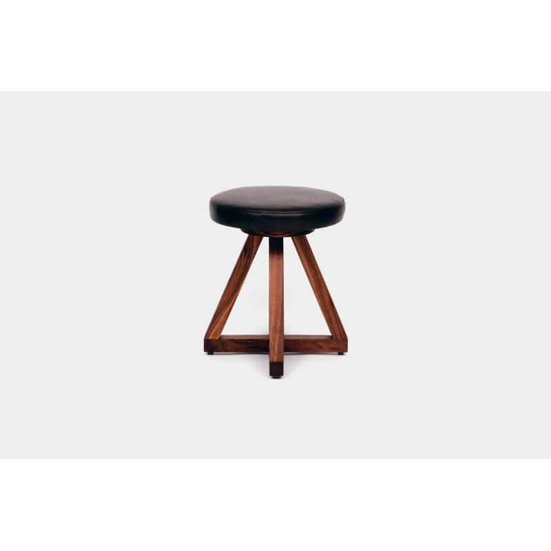 X Leather Accent Stool, Blackbean, Oil-rubbed Walnut
