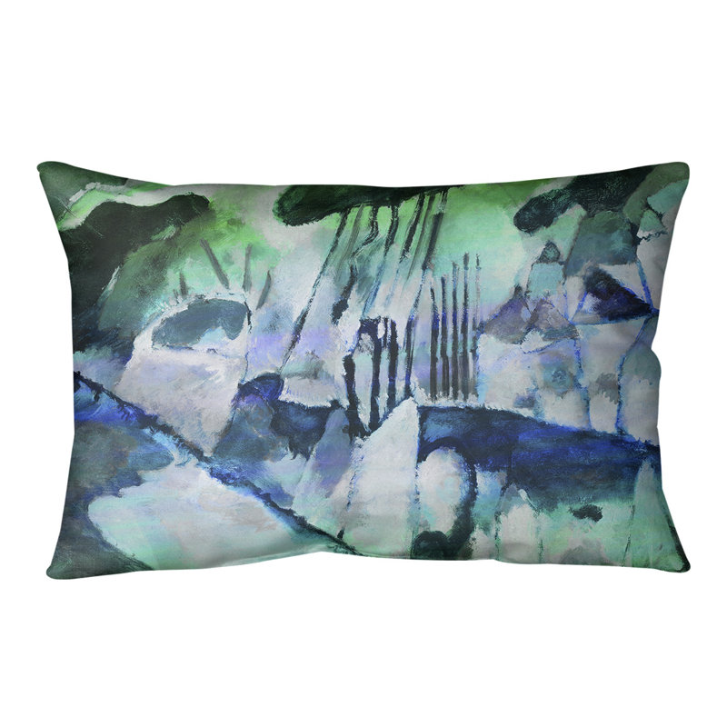 Oreiller avec coussin lombaire avec pluie paysage, 20 po x 14 po, Bourre en polyester, Vert