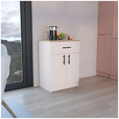 Mayorca Multistorage Pantry Cabinet, One Drawer, Two Interior Shelves Ivory - Natural Oak