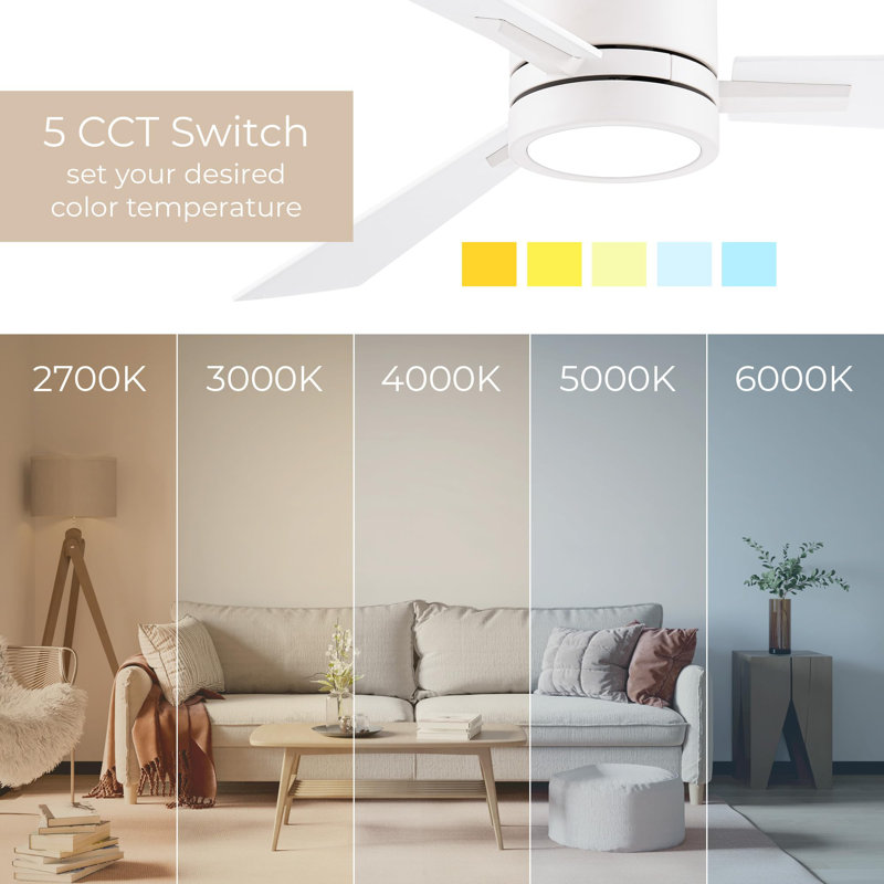 Bali Smart 5-Blade 52in Ceiling Fan 2700K-6000K CCT Selectable LED Light Kit with Remote Control and Hardware with Reversible Blades in Weathered Wood or Works With iOS or Android App
