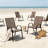 6 Piece Brown Patio Dining Chairs, Weather-Resistant Textilene Fabric Arm Chairs with High Backrest and Bronze Metal Frame for Outdoor Garden and Poolside-1840540261