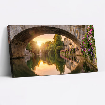 Sunset Bridge Canvas Wall Art Oil Painting Print Set Of 1