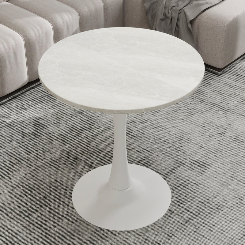 Table basse Mid-Century moderne en marbre veiné blanc pour petits espaces