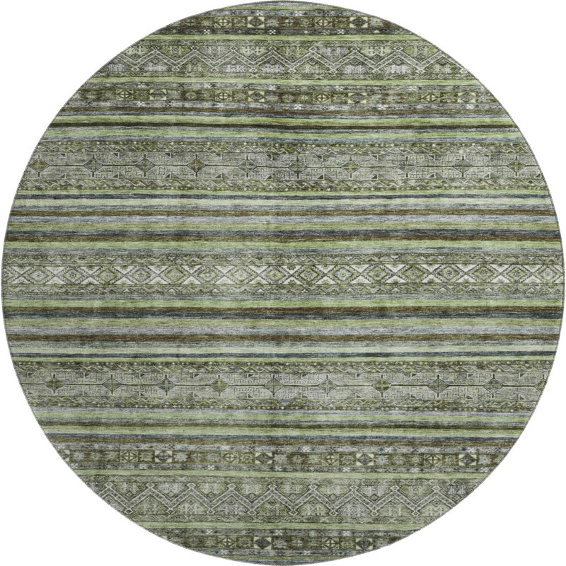 Premium Machine Washable Lampkins AMF1644 Stripes Rug, Round 8'
