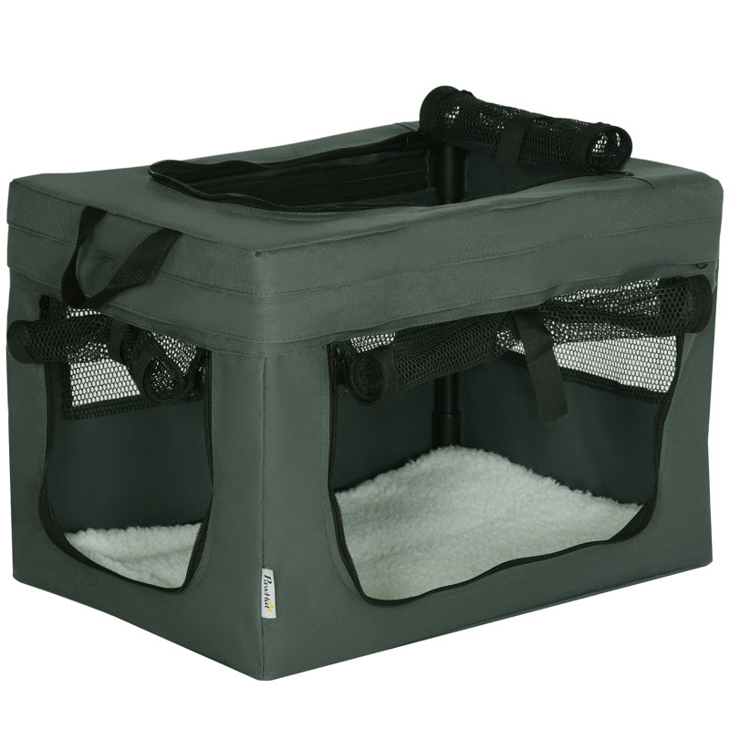 48.5cm Soft Side Pet Carrier with Cushion for Miniature Dogs, Grey